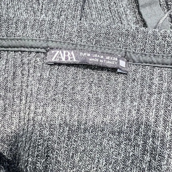 Zara Green Stretch Long Sleeve Belted Sweater Dress Size Small Pullover Chic - Picture 8 of 11